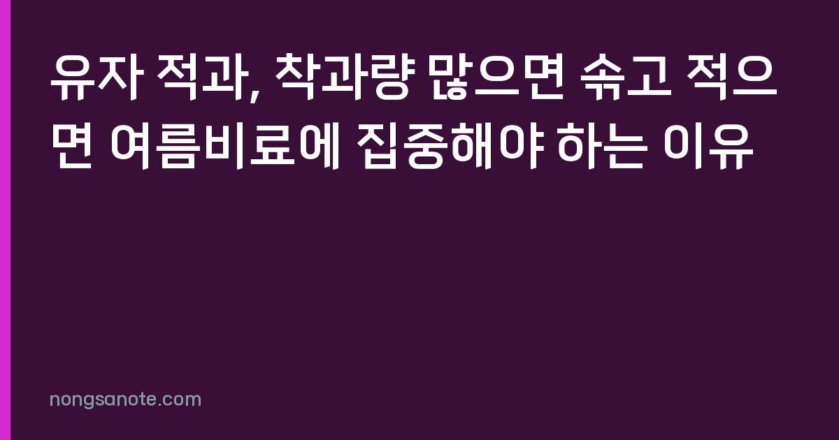 유자 적과, 착과량 많으면 솎고 적으면 여름비료에 집중해야 하는 이유