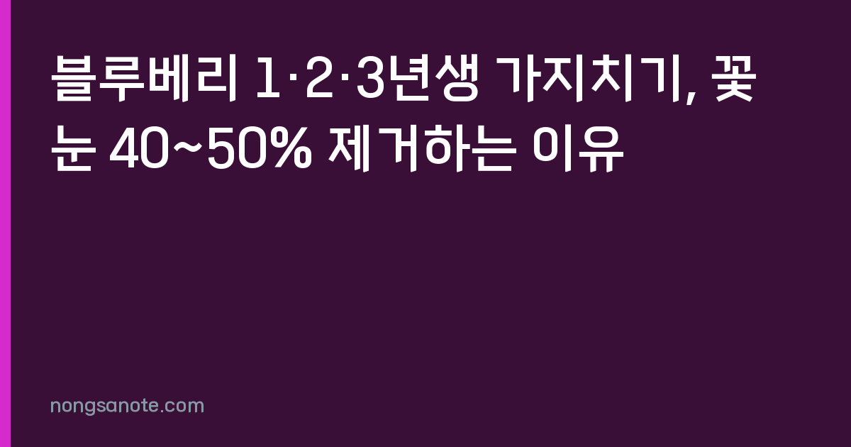 블루베리 1·2·3년생 가지치기, 꽃눈 40~50% 제거하는 이유