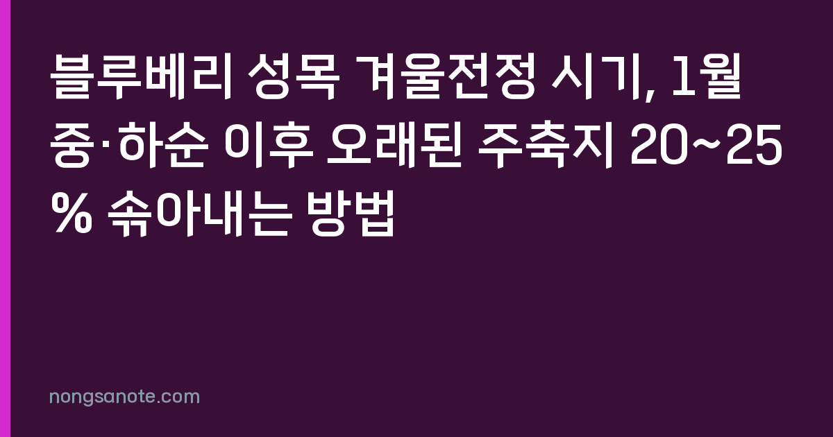 블루베리 성목 겨울전정 시기, 1월 중·하순 이후 오래된 주축지 20~25% 솎아내는 방법