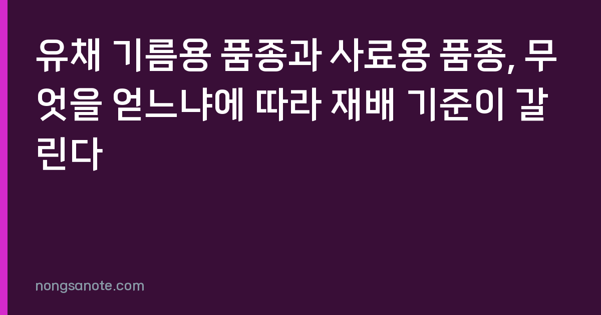유채 기름용 품종과 사료용 품종, 무엇을 얻느냐에 따라 재배 기준이 갈린다