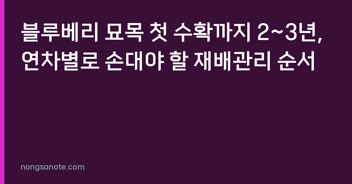 블루베리 묘목 첫 수확까지 2~3년, 연차별로 손대야 할 재배관리 순서