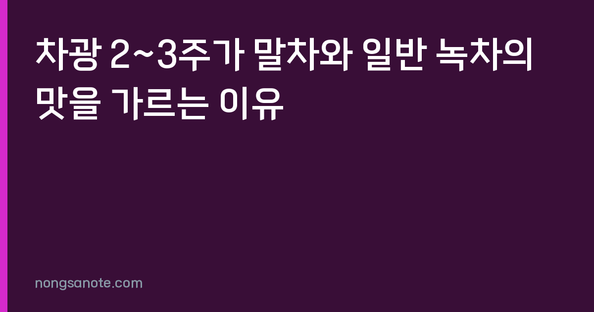 차광 2~3주가 말차와 일반 녹차의 맛을 가르는 이유