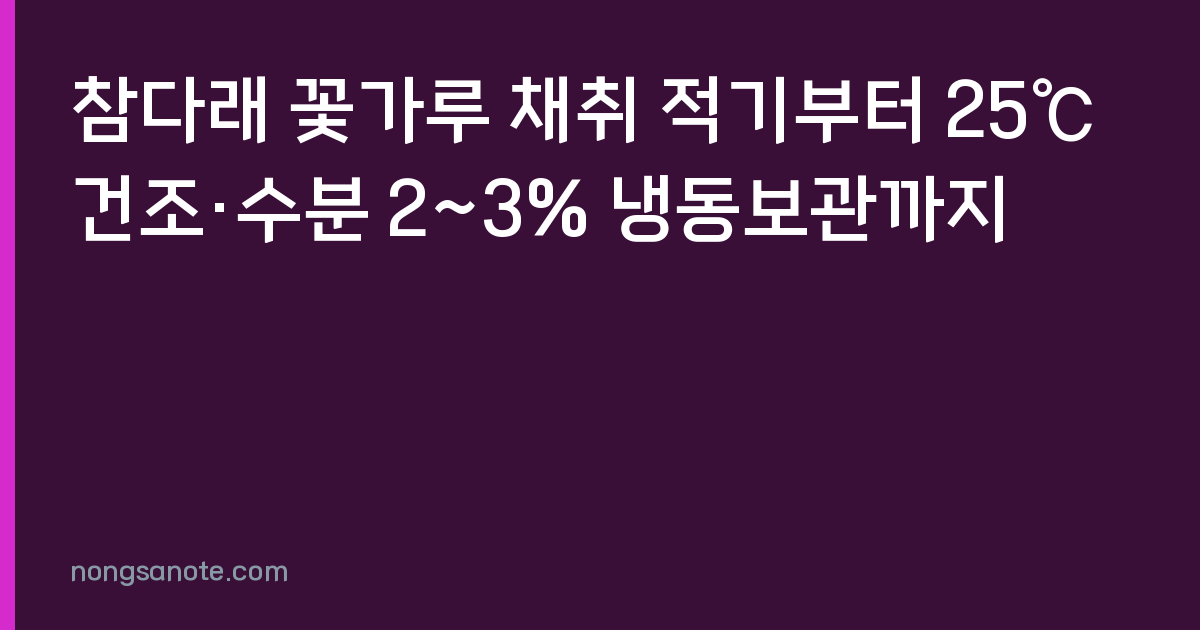 참다래 꽃가루 채취 적기부터 25℃ 건조·수분 2~3% 냉동보관까지