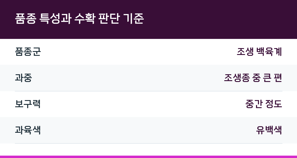 품종 특성과 수확 판단 기준