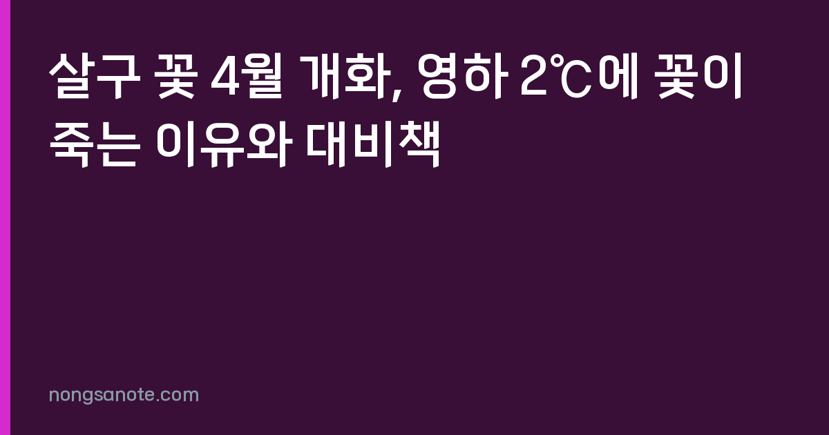 살구 꽃 4월 개화, 영하 2℃에 꽃이 죽는 이유와 대비책