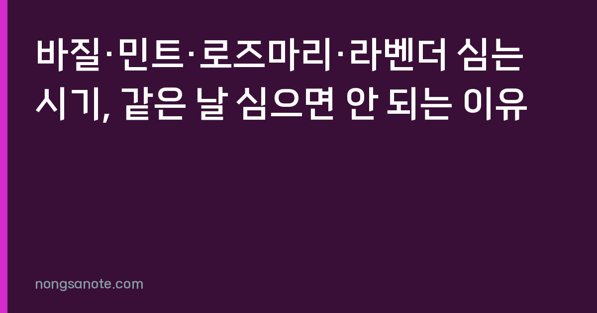 바질·민트·로즈마리·라벤더 심는 시기, 같은 날 심으면 안 되는 이유