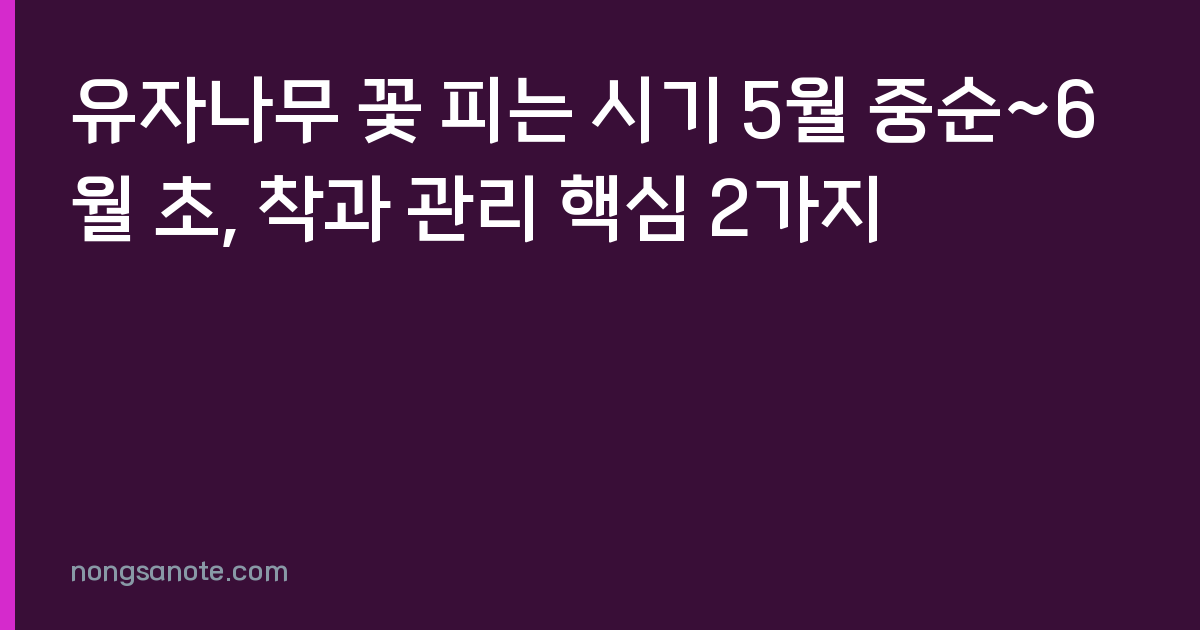 유자나무 꽃 피는 시기 5월 중순~6월 초, 착과 관리 핵심 2가지