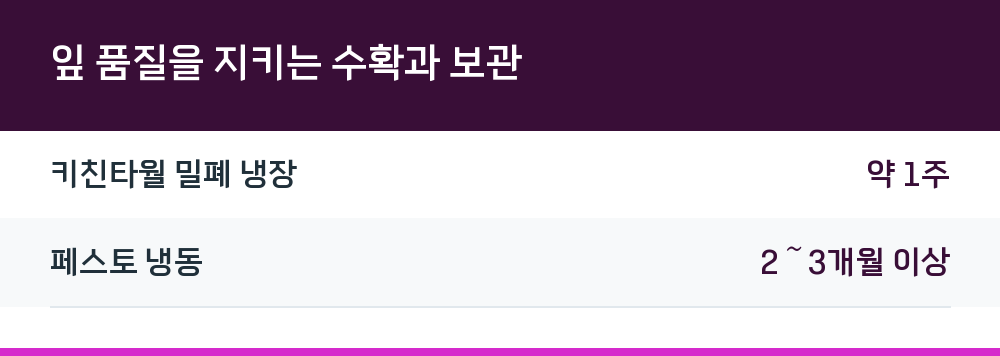 잎 품질을 지키는 수확과 보관