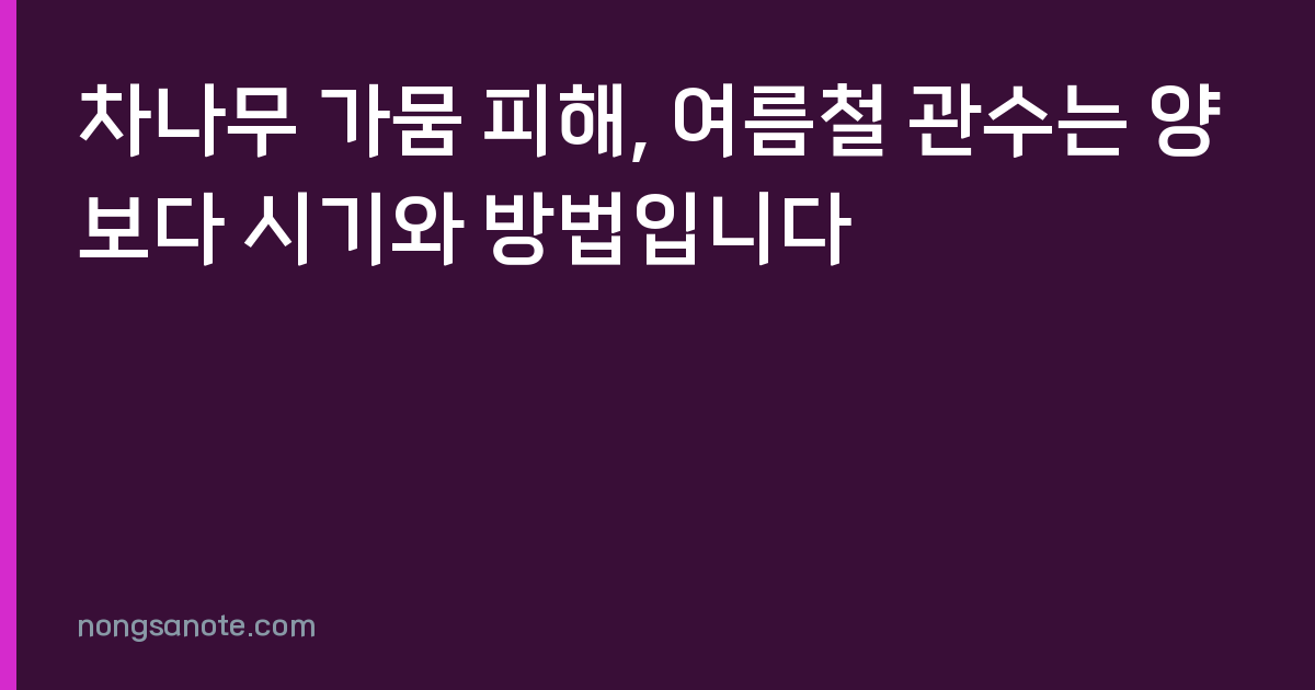 차나무 가뭄 피해, 여름철 관수는 양보다 시기와 방법입니다