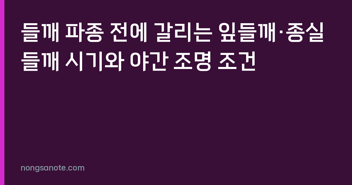 들깨 파종 전에 갈리는 잎들깨·종실들깨 시기와 야간 조명 조건