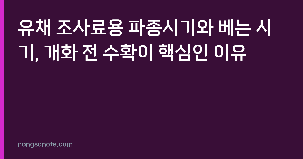 유채 조사료용 파종시기와 베는 시기, 개화 전 수확이 핵심인 이유