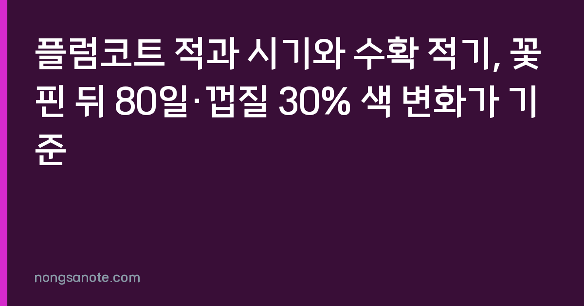 플럼코트 적과 시기와 수확 적기, 꽃 핀 뒤 80일·껍질 30% 색 변화가 기준