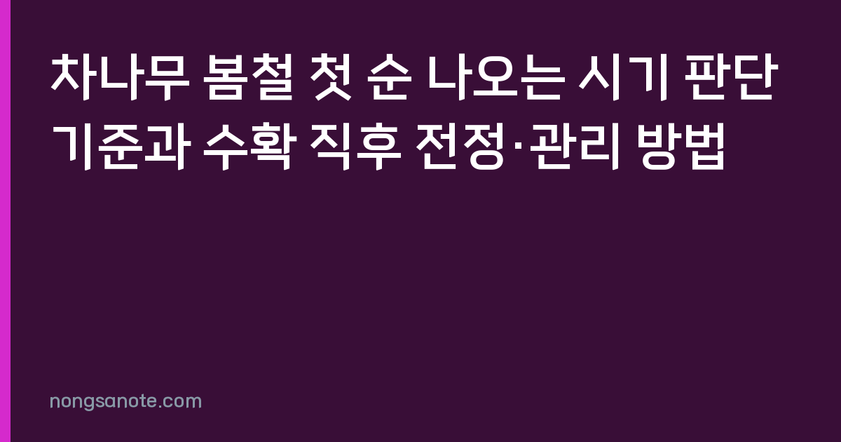 차나무 봄철 첫 순 나오는 시기 판단 기준과 수확 직후 전정·관리 방법