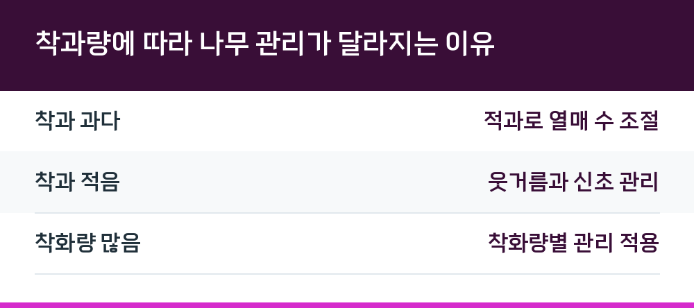 착과량에 따라 나무 관리가 달라지는 이유