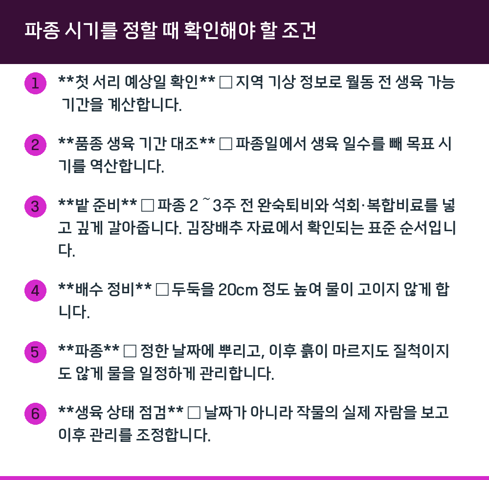 파종 시기를 정할 때 확인해야 할 조건