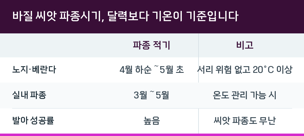 바질 씨앗 파종시기, 달력보다 기온이 기준입니다