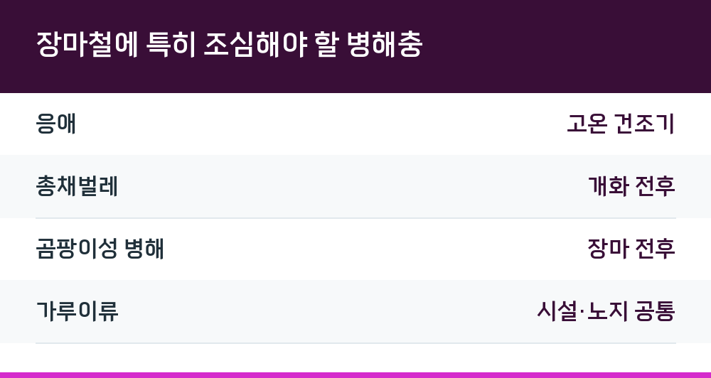 장마철에 특히 조심해야 할 병해충