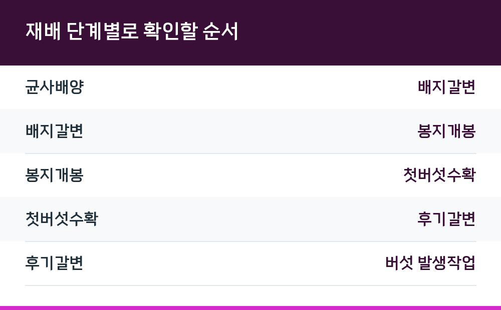 재배 단계별로 확인할 순서