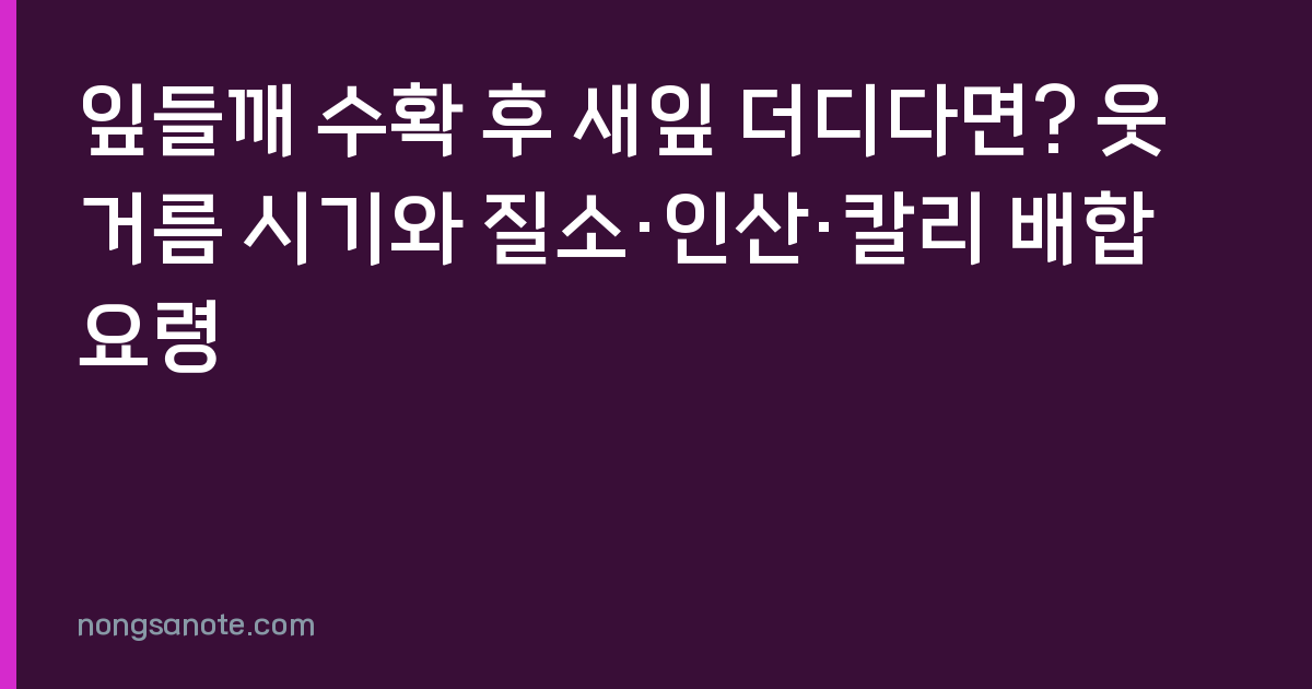 잎들깨 수확 후 새잎 더디다면? 웃거름 시기와 질소·인산·칼리 배합 요령