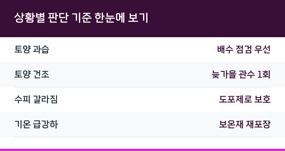 상황별 판단 기준 한눈에 보기