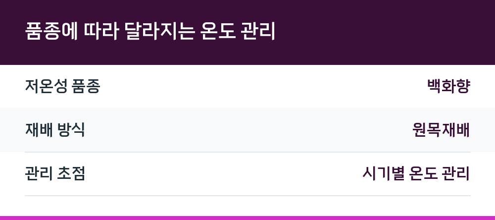품종에 따라 달라지는 온도 관리