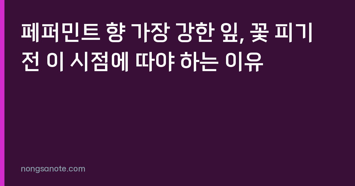 페퍼민트 향 가장 강한 잎, 꽃 피기 전 이 시점에 따야 하는 이유