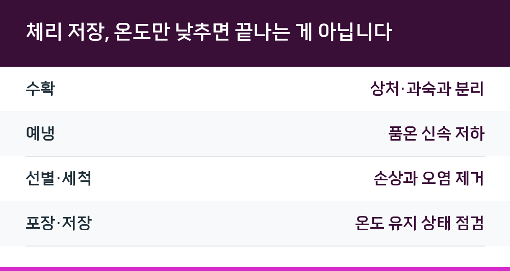 체리 저장, 온도만 낮추면 끝나는 게 아닙니다