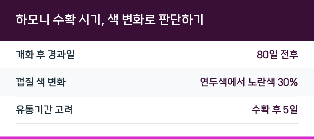 하모니 수확 시기, 색 변화로 판단하기
