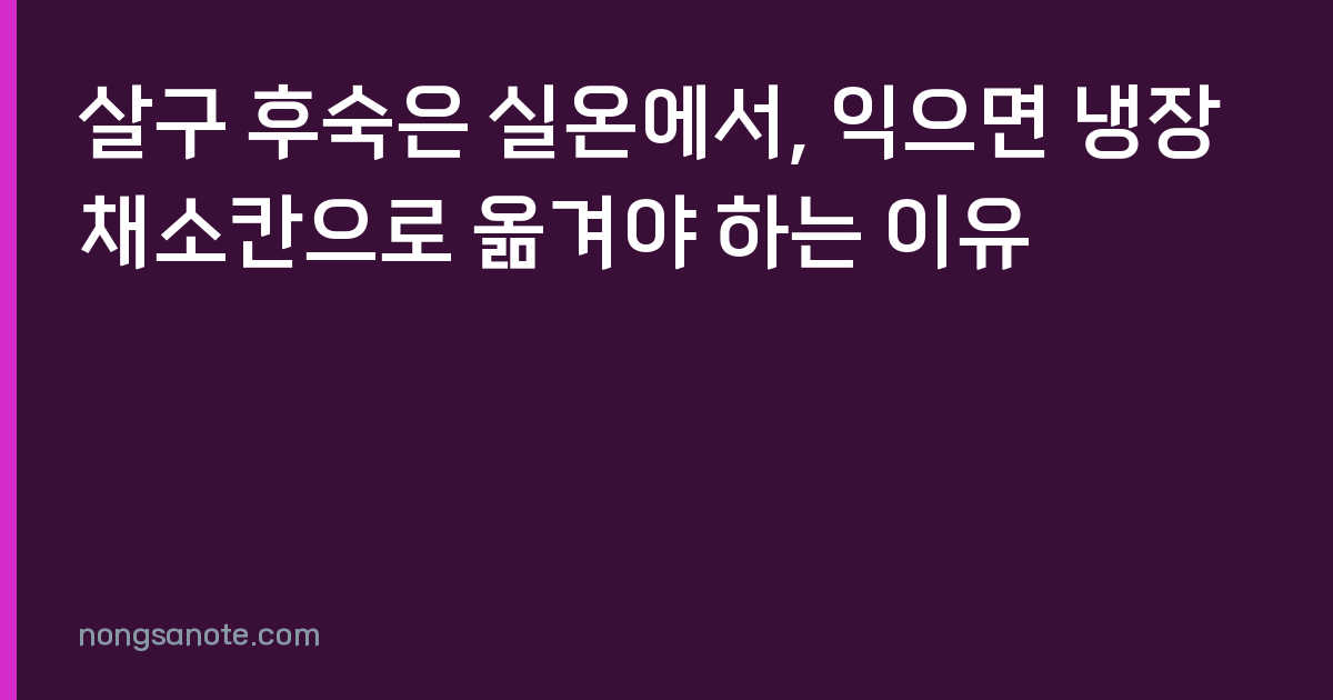 살구 후숙은 실온에서, 익으면 냉장 채소칸으로 옮겨야 하는 이유