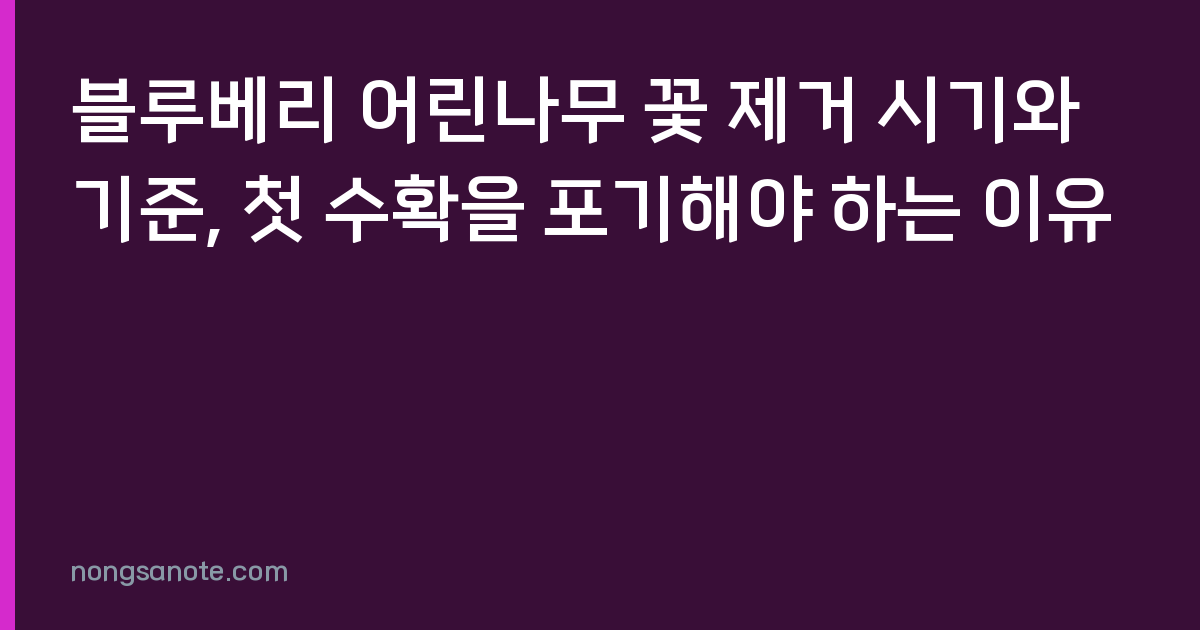 블루베리 어린나무 꽃 제거 시기와 기준, 첫 수확을 포기해야 하는 이유