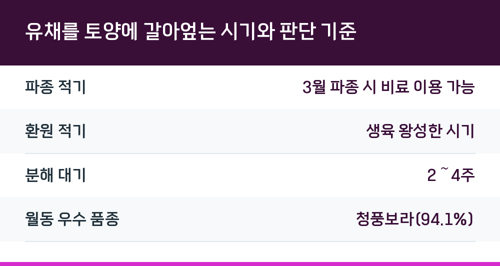 유채를 토양에 갈아엎는 시기와 판단 기준