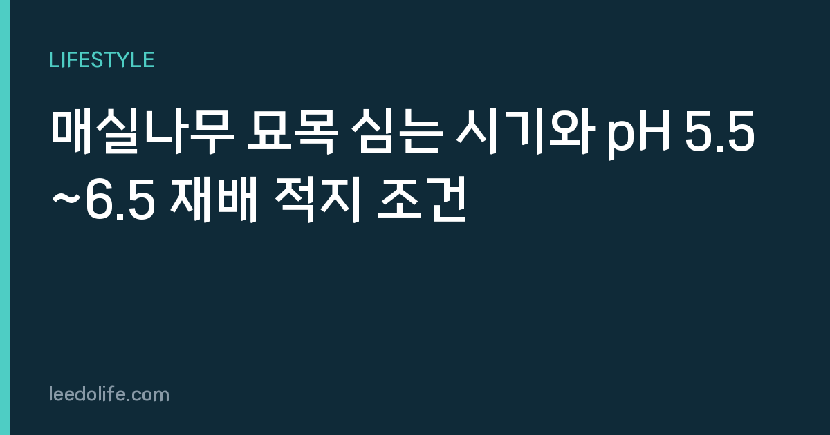 매실나무 묘목 심는 시기와 pH 5.5~6.5 재배 적지 조건
